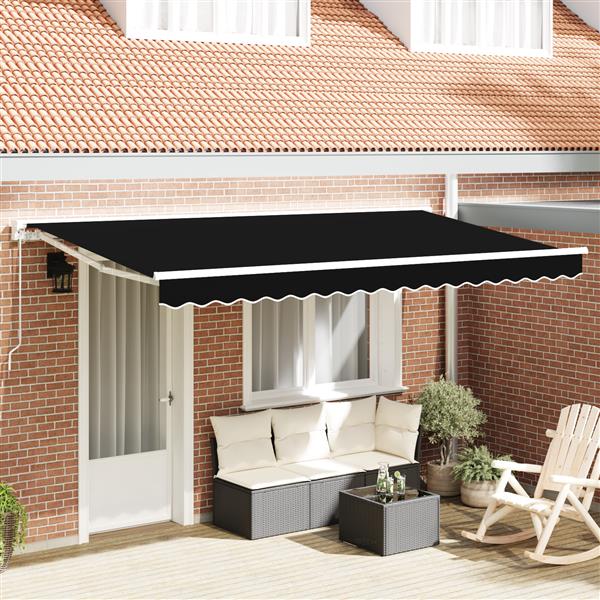 Grote foto vidaxl luifel vervangende stof voor 4x2 m frame zwart tuin en terras overige tuin en terras