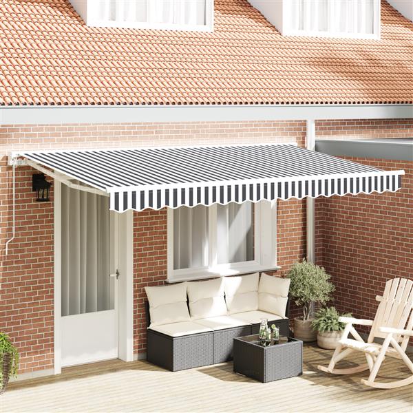 Grote foto vidaxl vervangende luifelstof voor 4x2 m frame in anthraciet en wit tuin en terras overige tuin en terras