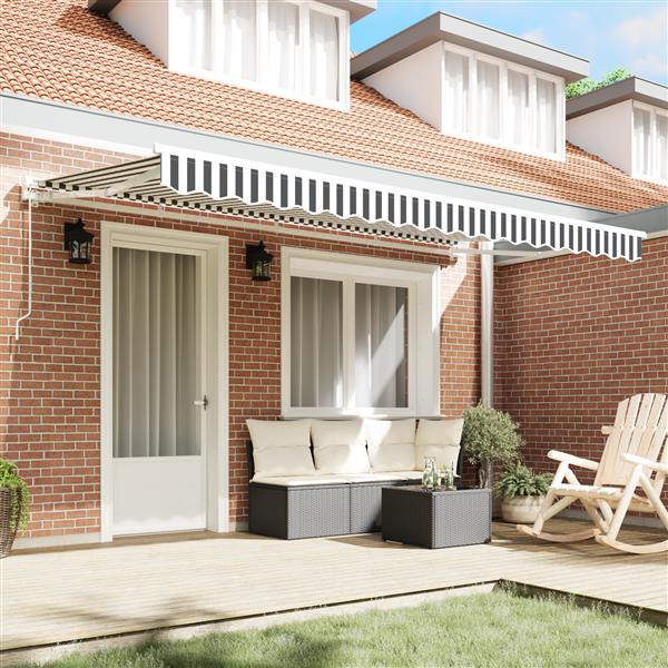 Grote foto vidaxl vervangende luifelstof voor 4x2 m frame in anthraciet en wit tuin en terras overige tuin en terras