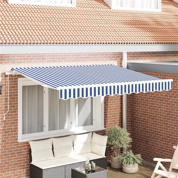 Grote foto vidaxl luifel vervangdoek voor 3.5m x 2m frame blauw en wit tuin en terras overige tuin en terras