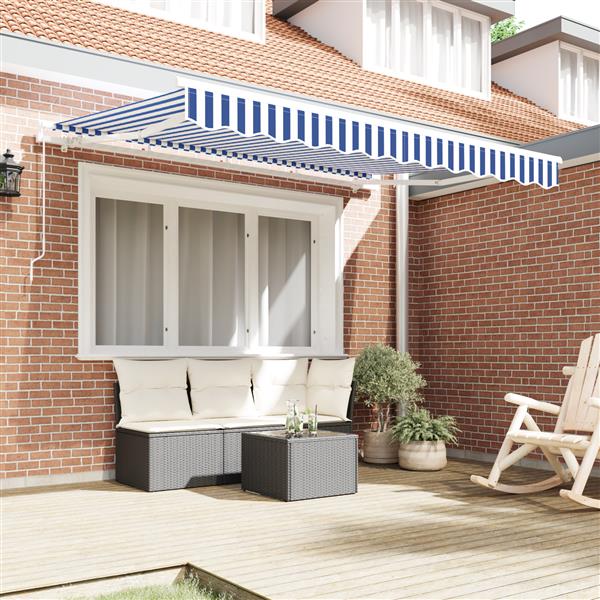 Grote foto vidaxl luifel vervangdoek voor 3.5m x 2m frame blauw en wit tuin en terras overige tuin en terras