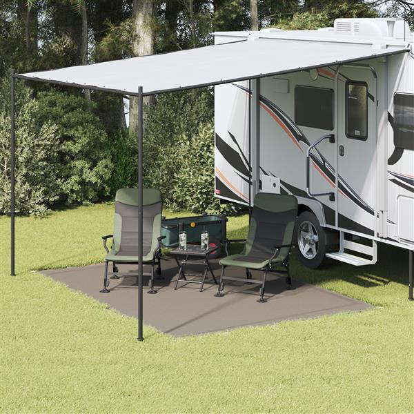 Grote foto vidaxl tentaccessoire lichtgrijs polyester 250 x 350 cm opvouwbaar caravans en kamperen tenten