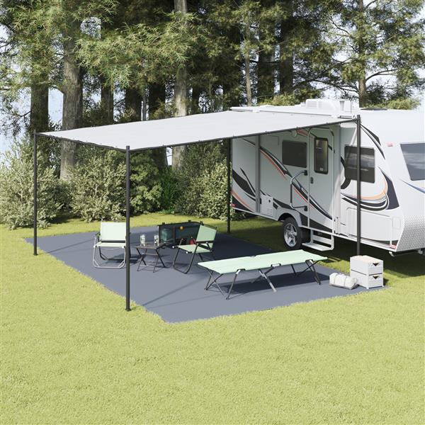 Grote foto vidaxl tent accessoire blauw grijs polyester 400 x 700 cm stevig caravans en kamperen tenten
