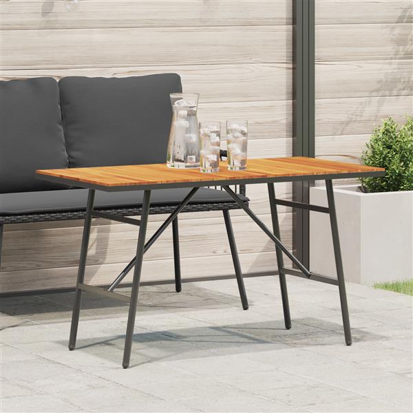 Grote foto vidaxl eettafel zwart 110x55x62 cm van massief acaciahout tuin en terras tuinmeubelen