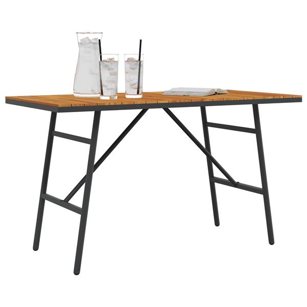 Grote foto vidaxl eettafel zwart 110x55x62 cm van massief acaciahout tuin en terras tuinmeubelen