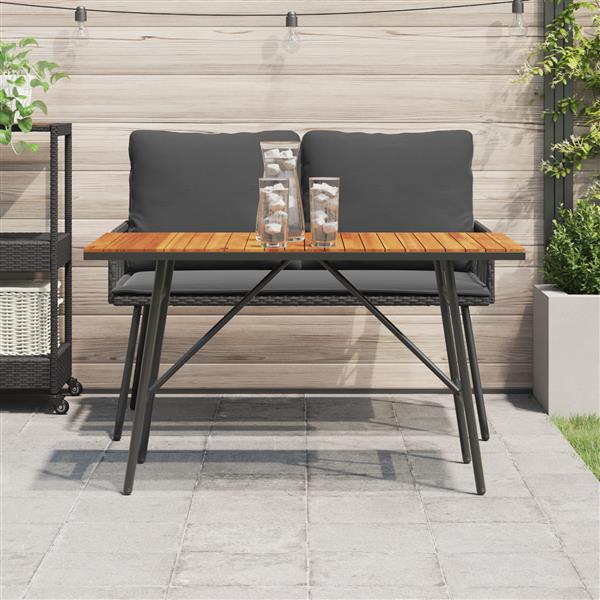 Grote foto vidaxl eettafel zwart 110x55x62 cm van massief acaciahout tuin en terras tuinmeubelen