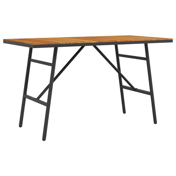 Grote foto vidaxl eettafel zwart 110x55x62 cm van massief acaciahout tuin en terras tuinmeubelen