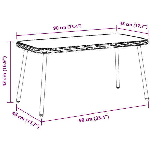 Grote foto vidaxl salontafel 90x45x42 cm poly rattan zwart tuin en terras tuinmeubelen
