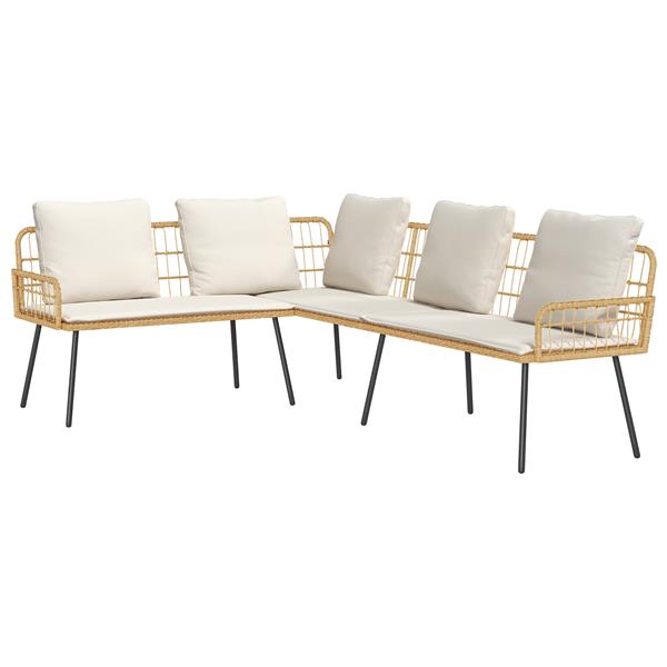 Grote foto vidaxl bank l vormig 231x173x78 cm poly rattan naturel tuin en terras tuinmeubelen