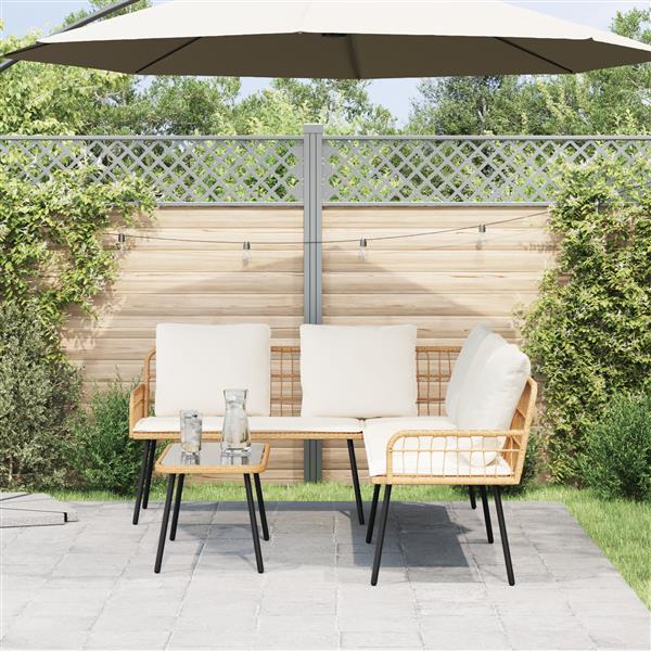 Grote foto vidaxl bank l vormig 231x173x78 cm poly rattan naturel tuin en terras tuinmeubelen