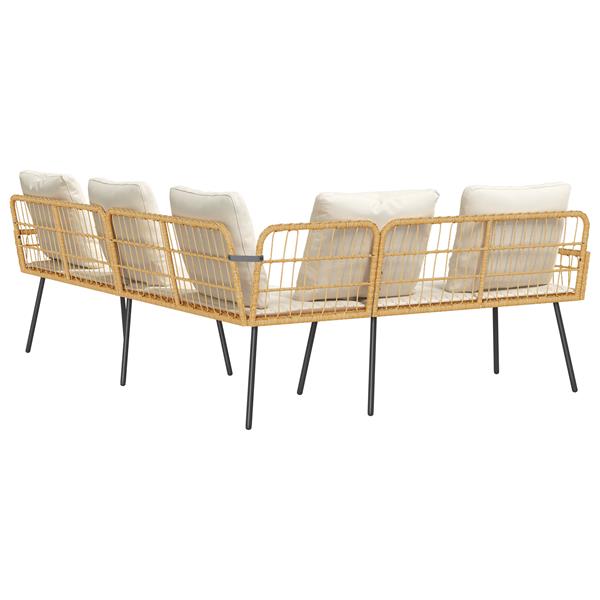 Grote foto vidaxl bank l vormig 231x173x78 cm poly rattan naturel tuin en terras tuinmeubelen