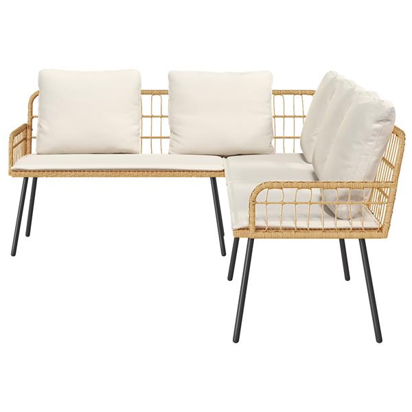 Grote foto vidaxl bank l vormig 231x173x78 cm poly rattan naturel tuin en terras tuinmeubelen