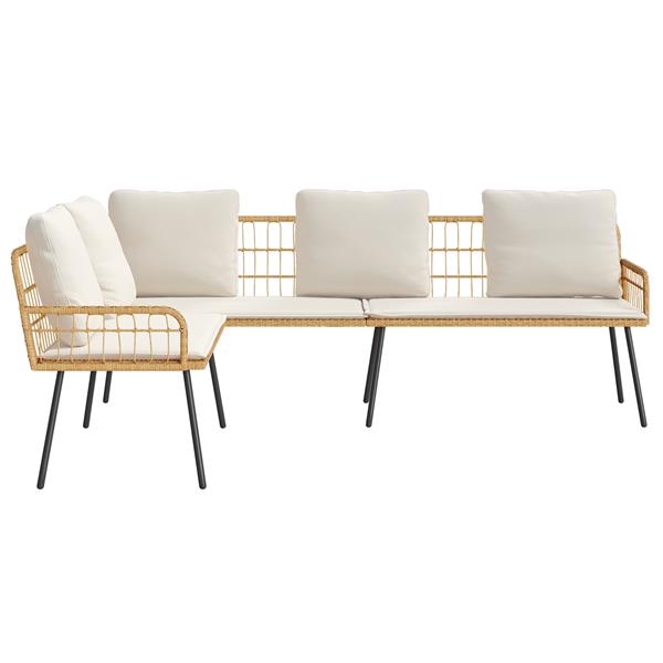 Grote foto vidaxl bank l vormig 231x173x78 cm poly rattan naturel tuin en terras tuinmeubelen