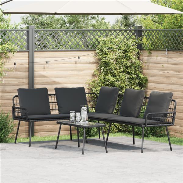 Grote foto vidaxl bank l vormig 231x173x78 cm poly rattan zwart tuin en terras tuinmeubelen