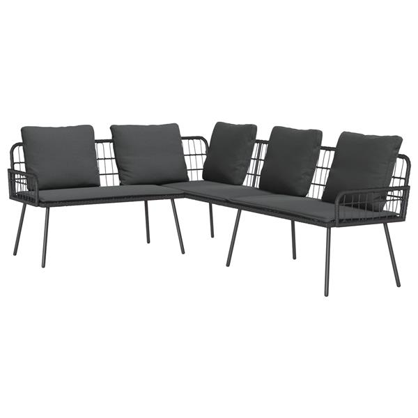 Grote foto vidaxl bank l vormig 231x173x78 cm poly rattan zwart tuin en terras tuinmeubelen