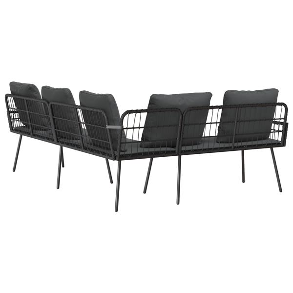 Grote foto vidaxl bank l vormig 231x173x78 cm poly rattan zwart tuin en terras tuinmeubelen