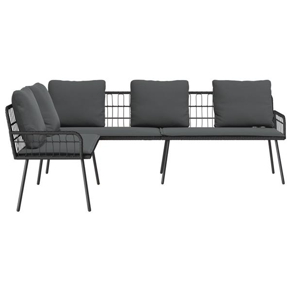 Grote foto vidaxl bank l vormig 231x173x78 cm poly rattan zwart tuin en terras tuinmeubelen