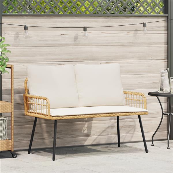 Grote foto vidaxl tuinbank 114x64x78 cm poly rattan naturel tuin en terras tuinmeubelen