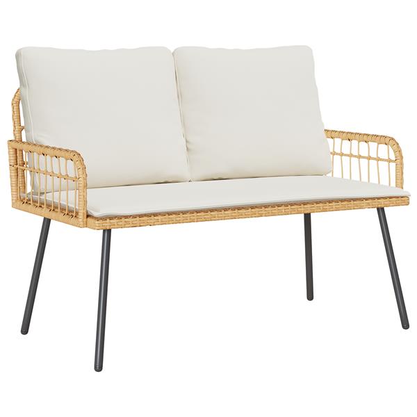 Grote foto vidaxl tuinbank 114x64x78 cm poly rattan naturel tuin en terras tuinmeubelen