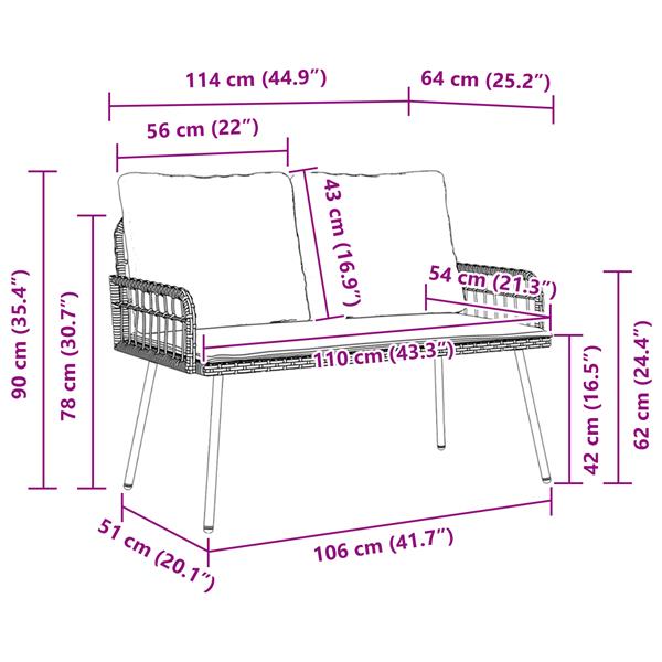 Grote foto vidaxl tuinbank 114x64x78 cm poly rattan naturel tuin en terras tuinmeubelen