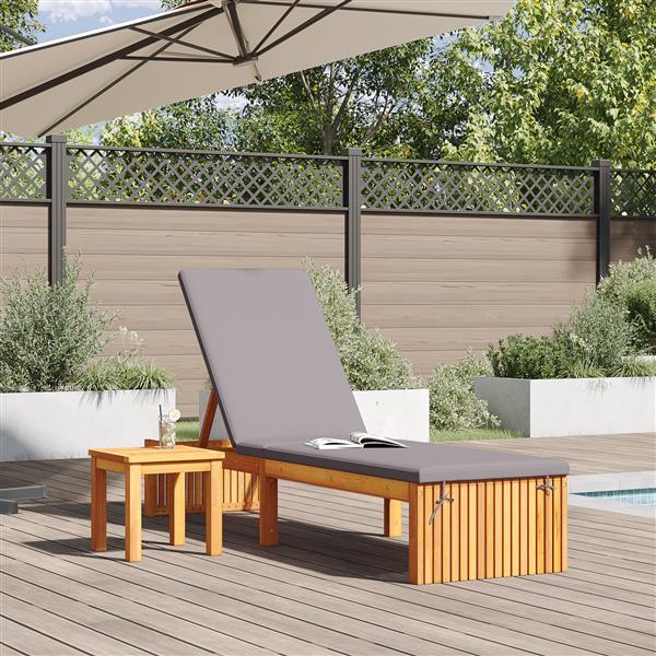 Grote foto vidaxl ligbed met kussen 200x55x30 cm massief acaciahout tuin en terras tuinmeubelen
