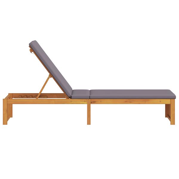 Grote foto vidaxl ligbed met kussen 200x55x30 cm massief acaciahout tuin en terras tuinmeubelen