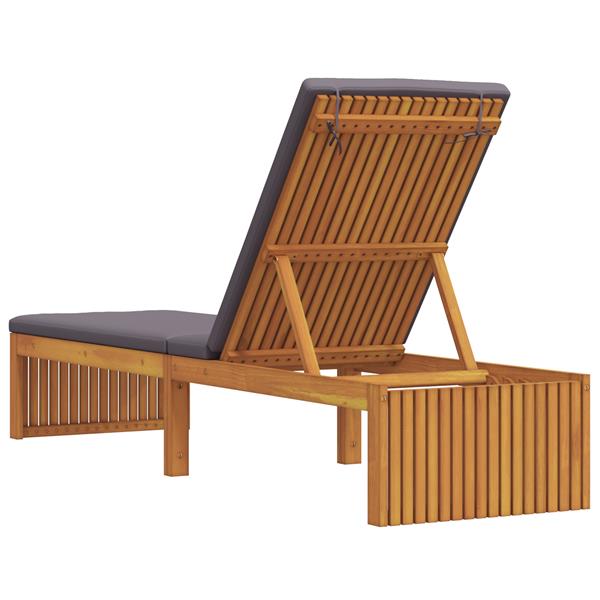 Grote foto vidaxl ligbed met kussen 200x55x30 cm massief acaciahout tuin en terras tuinmeubelen