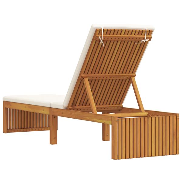 Grote foto vidaxl ligbed met kussen 200x55x30 cm van massief acaciahout tuin en terras tuinmeubelen