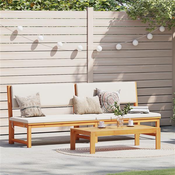 Grote foto vidaxl ligbed 3 in 1 functie massief acaciahout tuin en terras tuinmeubelen