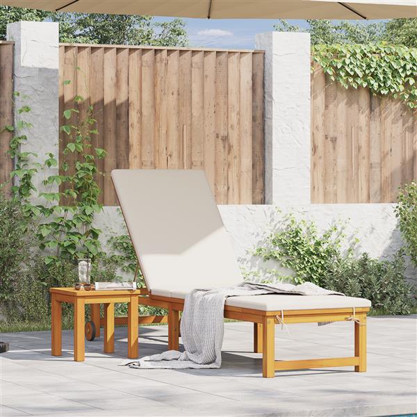 Grote foto vidaxl ligbed met cr me kussens van massief acaciahout tuin en terras tuinmeubelen