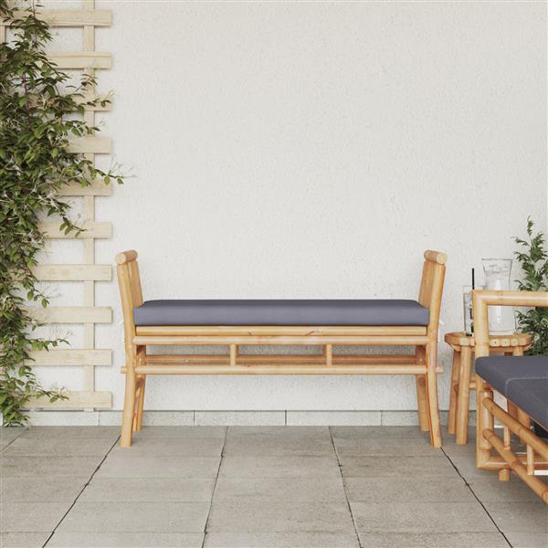 Grote foto vidaxl tuinbank met kussen 110 cm bamboe tuin en terras tuinmeubelen