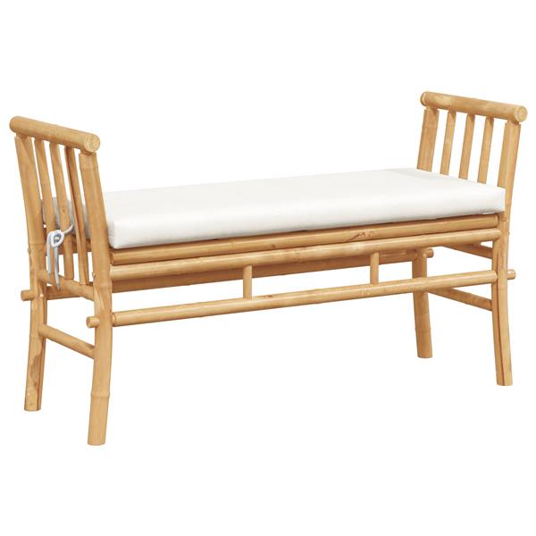 Grote foto vidaxl tuinbank met kussen 110 cm bamboe tuin en terras tuinmeubelen