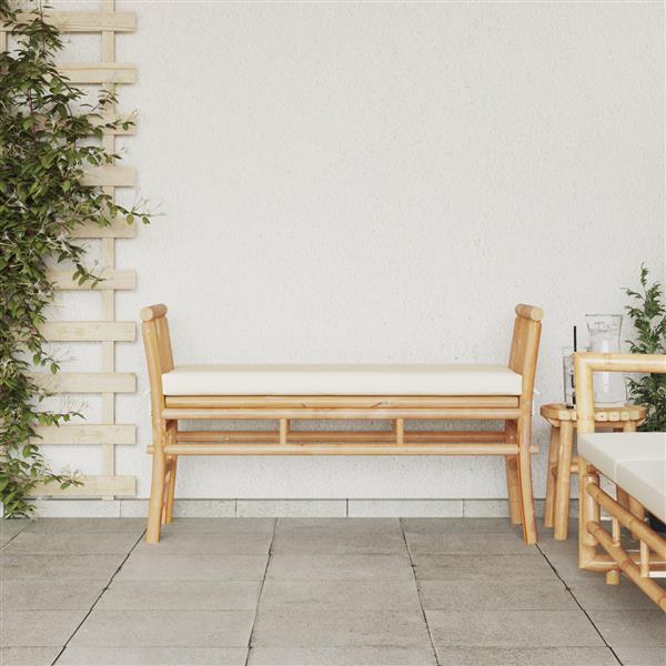 Grote foto vidaxl tuinbank met kussen 110 cm bamboe tuin en terras tuinmeubelen