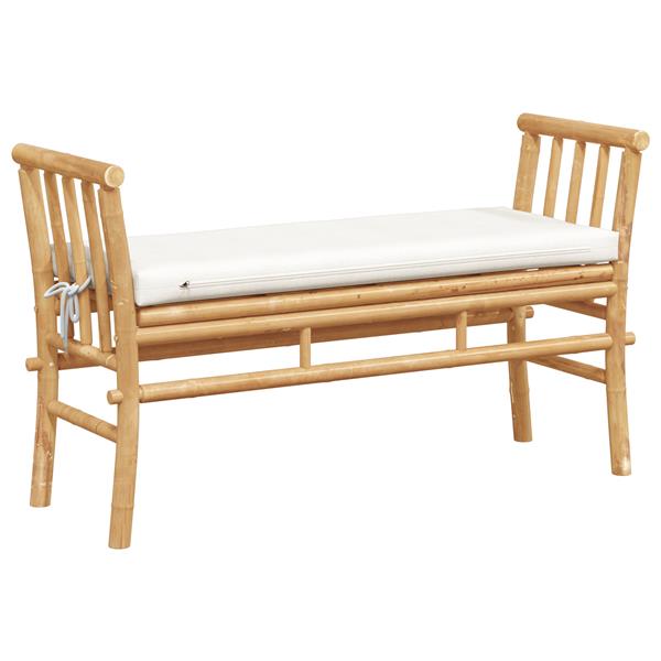 Grote foto vidaxl tuinbank met kussen 110 cm bamboe tuin en terras tuinmeubelen