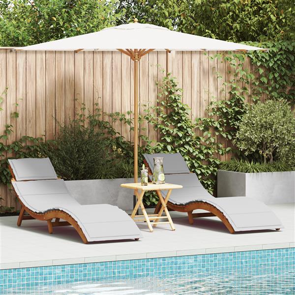 Grote foto vidaxl ligstoelen 2 st met kussens massief acaciahout lichtgrijs tuin en terras tuinmeubelen