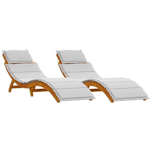 Grote foto vidaxl ligstoelen 2 st met kussens massief acaciahout lichtgrijs tuin en terras tuinmeubelen