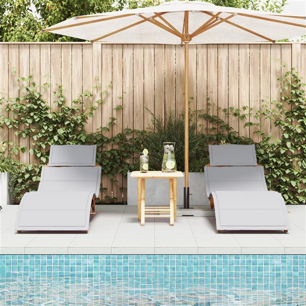 Grote foto vidaxl ligstoelen 2 st met kussens massief acaciahout lichtgrijs tuin en terras tuinmeubelen