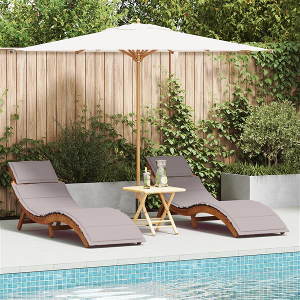 Grote foto vidaxl ligstoelen 2 st met kussens massief acaciahout taupe tuin en terras tuinmeubelen