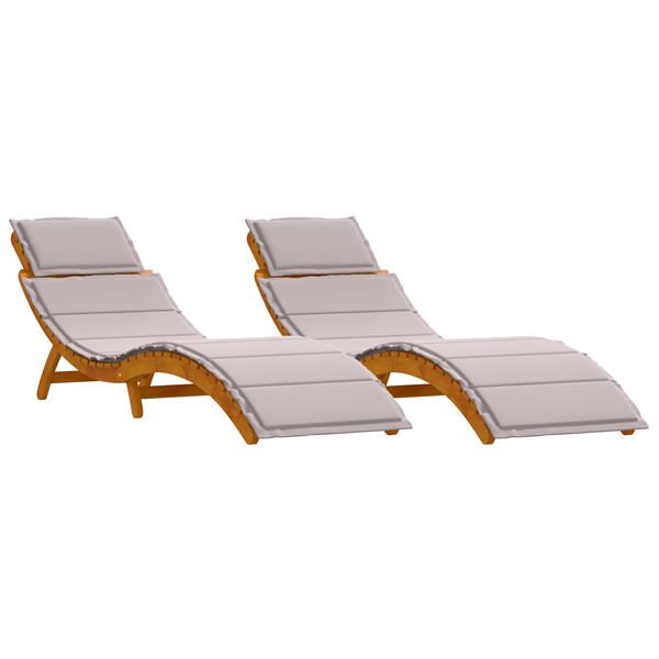 Grote foto vidaxl ligstoelen 2 st met kussens massief acaciahout taupe tuin en terras tuinmeubelen