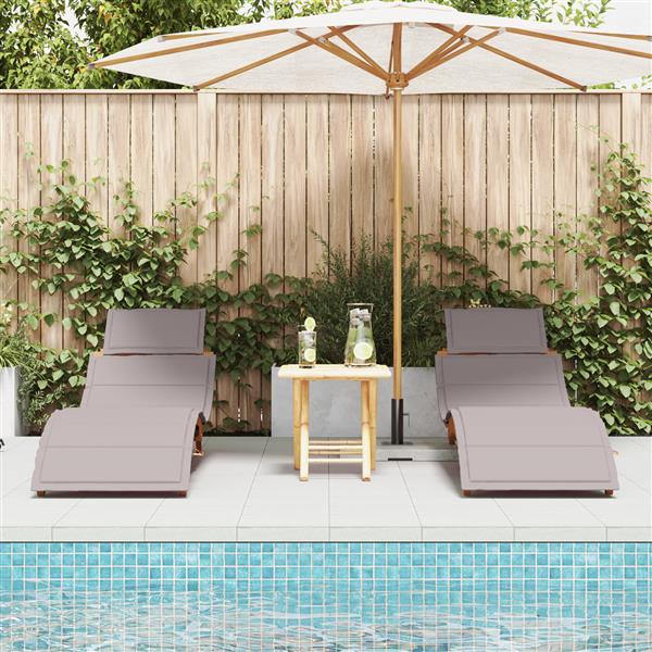 Grote foto vidaxl ligstoelen 2 st met kussens massief acaciahout taupe tuin en terras tuinmeubelen
