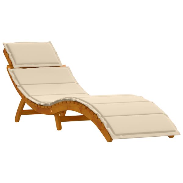 Grote foto vidaxl ligbedden 2 st met kussens massief acaciahout beige tuin en terras tuinmeubelen