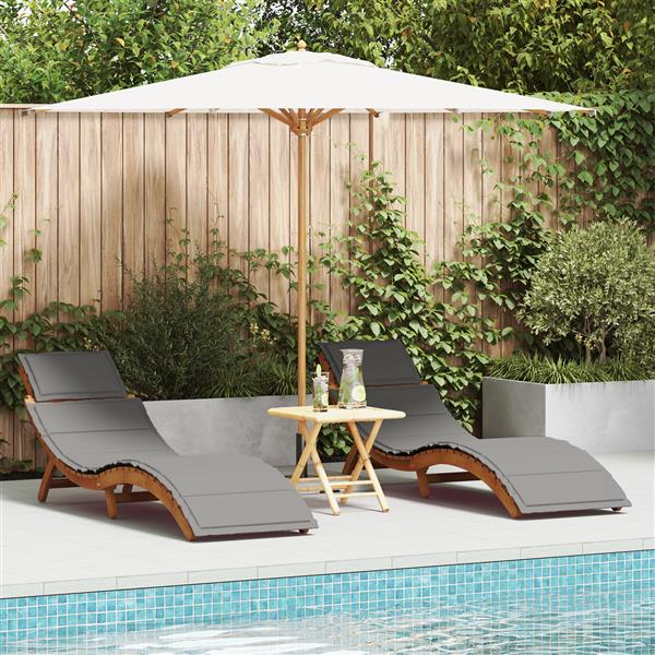 Grote foto vidaxl ligstoelen 2 st met kussens massief acaciahout donkergrijs tuin en terras tuinmeubelen