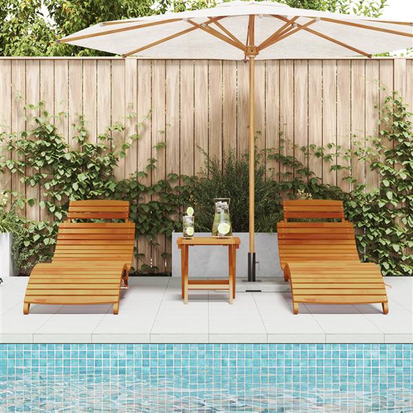 Grote foto vidaxl 3 delige zonnebed met bijzettafel van massief acaciahout tuin en terras tuinmeubelen