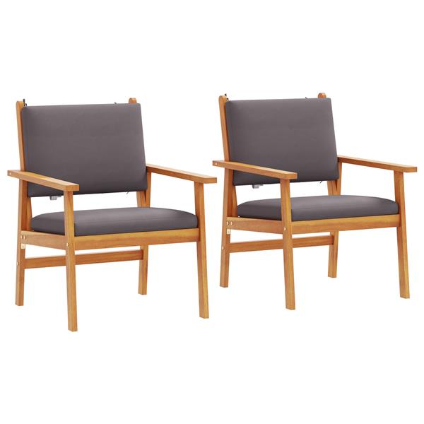 Grote foto vidaxl tuinstoelen 2 st met kussens massief acaciahout tuin en terras tuinmeubelen