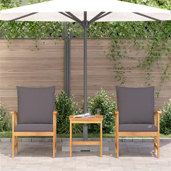 Grote foto vidaxl 3 delige loungeset met kussens massief acaciahout tuin en terras tuinmeubelen