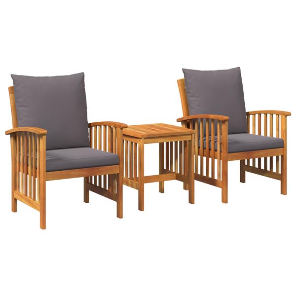 Grote foto vidaxl 3 delige loungeset met kussens massief acaciahout tuin en terras tuinmeubelen