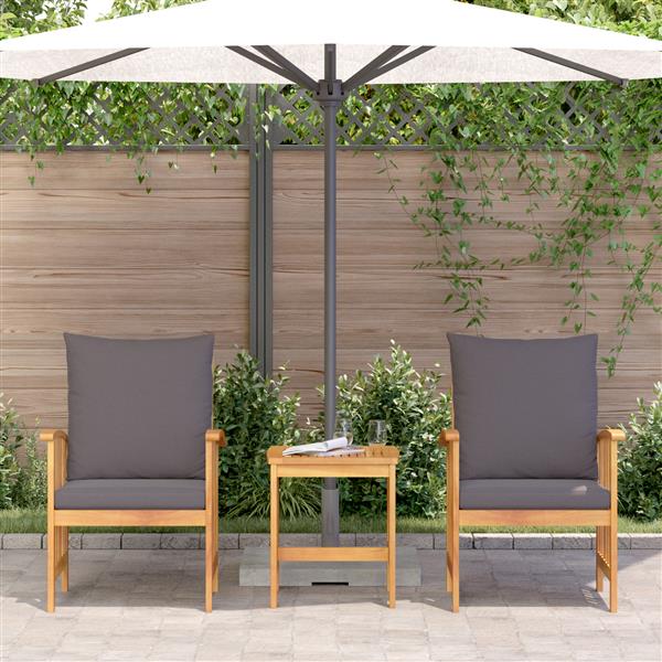 Grote foto vidaxl 3 delige loungeset met kussens massief acaciahout tuin en terras tuinmeubelen