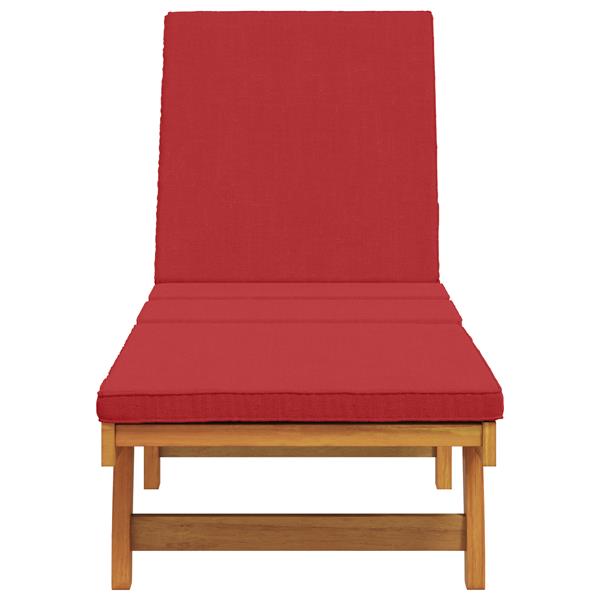 Grote foto vidaxl ligbed met wielen en kussen massief hout rood tuin en terras tuinmeubelen