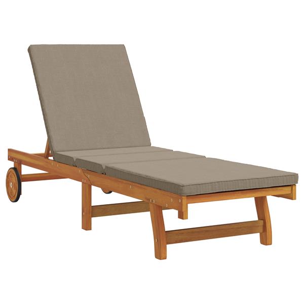 Grote foto vidaxl ligbed met wielen en kussen massief hout taupe tuin en terras tuinmeubelen