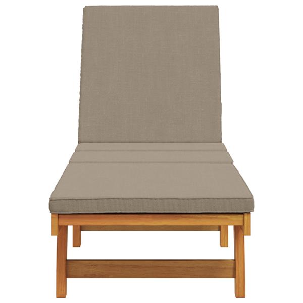 Grote foto vidaxl ligbed met wielen en kussen massief hout taupe tuin en terras tuinmeubelen